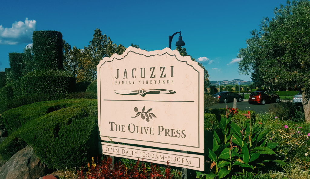 Jacuzzi Olive Press - sonoma valley wine tasting
